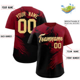 Custom Crimson Black Personalized Ink Pattern Authentic Baseball Jersey