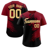 Custom Crimson Black Personalized Ink Pattern Authentic Baseball Jersey