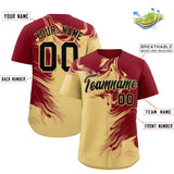 Custom Crimson Khaki Personalized Ink Pattern Authentic Baseball Jersey