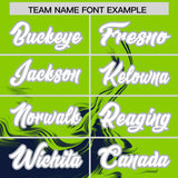 Custom Neon Green Navy Personalized Ink Pattern Authentic Baseball Jersey