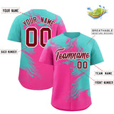 Custom Bright Green Pink Personalized Ink Pattern Authentic Baseball Jersey