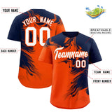 Custom Navy Orange Personalized Ink Pattern Authentic Baseball Jersey
