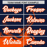 Custom Navy Orange Personalized Ink Pattern Authentic Baseball Jersey