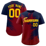 Custom Navy Crimson Personalized Ink Pattern Authentic Baseball Jersey