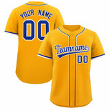 Custom Yellow Classic Style Authentic Baseball Jersey