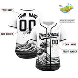 Custom White Wave Graffiti Pattern Authentic Baseball Jersey