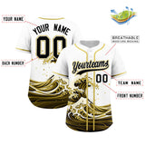 Custom White Wave Graffiti Pattern Authentic Baseball Jersey