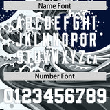 Custom Navy Wave Graffiti Pattern Authentic Baseball Jersey