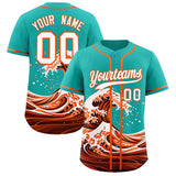 Custom Aqua Wave Graffiti Pattern Authentic Baseball Jersey