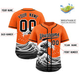 Custom Orange Wave Graffiti Pattern Authentic Baseball Jersey