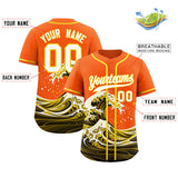 Custom Orange Wave Graffiti Pattern Authentic Baseball Jersey