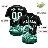 Custom Black Wave Graffiti Pattern Authentic Baseball Jersey