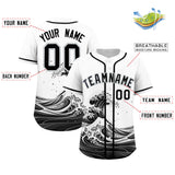 Custom White Wave Graffiti Pattern Authentic Baseball Jersey