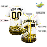 Custom White Wave Graffiti Pattern Authentic Baseball Jersey