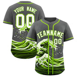 Custom Gray Wave Graffiti Pattern Authentic Baseball Jersey