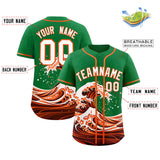 Custom Kelly Green Wave Graffiti Pattern Authentic Baseball Jersey