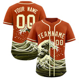 Custom Texas Orange Wave Graffiti Pattern Authentic Baseball Jersey