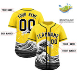 Custom Gold Wave Graffiti Pattern Authentic Baseball Jersey