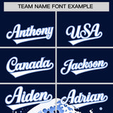 Custom Navy Wave Graffiti Pattern Authentic Baseball Jersey
