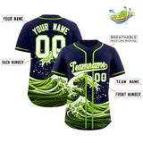 Custom Navy Wave Graffiti Pattern Authentic Baseball Jersey