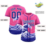 Custom Pink Wave Graffiti Pattern Authentic Baseball Jersey
