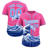 Custom Pink Wave Graffiti Pattern Authentic Baseball Jersey