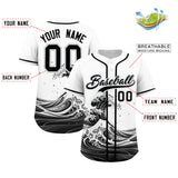 Custom White Wave Graffiti Pattern Authentic Baseball Jersey