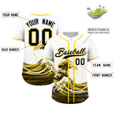 Custom White Wave Graffiti Pattern Authentic Baseball Jersey