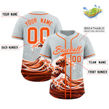 Custom Silver Wave Graffiti Pattern Authentic Baseball Jersey