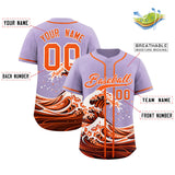 Custom Light Purple Wave Graffiti Pattern Authentic Baseball Jersey