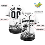 Custom White Wave Graffiti Pattern Authentic Baseball Jersey