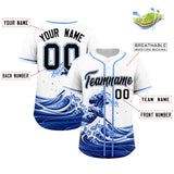 Custom White Wave Graffiti Pattern Authentic Baseball Jersey