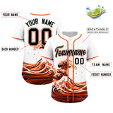 Custom White Wave Graffiti Pattern Authentic Baseball Jersey
