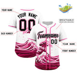 Custom White Wave Graffiti Pattern Authentic Baseball Jersey