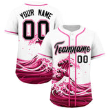 Custom White Wave Graffiti Pattern Authentic Baseball Jersey