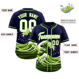Custom Navy Wave Graffiti Pattern Authentic Baseball Jersey