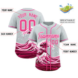 Custom Silver Wave Graffiti Pattern Authentic Baseball Jersey