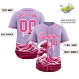 Custom Light Purple Wave Graffiti Pattern Authentic Baseball Jersey