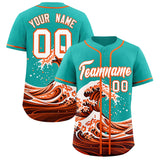 Custom Aqua Wave Graffiti Pattern Authentic Baseball Jersey