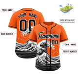 Custom Orange Wave Graffiti Pattern Authentic Baseball Jersey