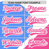 Custom White Powder Blue-Pink Color Block Personalized Half Heart Pattern Authentic Baseball Jersey