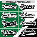 Custom White Kelly Green-Black Color Block Personalized Half Heart Pattern Authentic Baseball Jersey