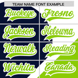 Custom White Navy-Neon Green Color Block Personalized Half Heart Pattern Authentic Baseball Jersey