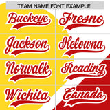 Custom White Gold-Red Color Block Personalized Half Heart Pattern Authentic Baseball Jersey