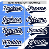 Custom White Powder Blue-Navy Color Block Personalized Half Heart Pattern Authentic Baseball Jersey