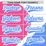 Custom White Pink-Powder Blue Color Block Personalized Half Heart Pattern Authentic Baseball Jersey