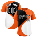 Custom Orange Black-White Color Block Personalized Half Heart Pattern Authentic Baseball Jersey
