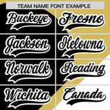Custom Old Gold Black-White Color Block Personalized Half Heart Pattern Authentic Baseball Jersey