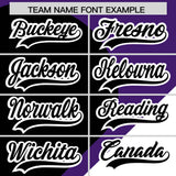Custom Purple Black-White Color Block Personalized Half Heart Pattern Authentic Baseball Jersey