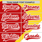 Custom Gold Red-White Color Block Personalized Half Heart Pattern Authentic Baseball Jersey